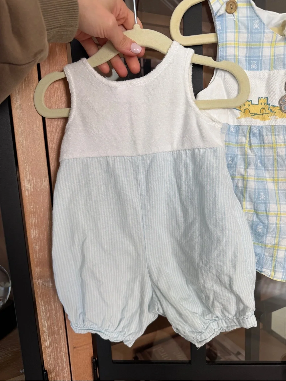 Vintage 90s Carter’s shortall romper overalls embroidered terry bunny teddy bear
